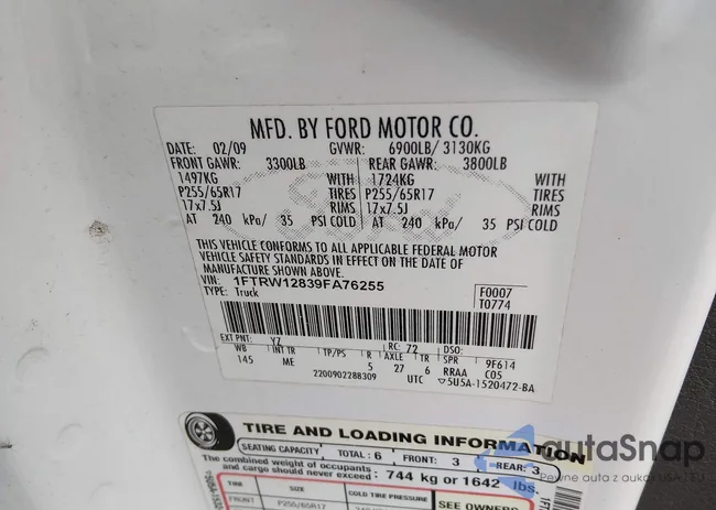 1FTRW12839FA76255: 44425849