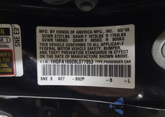 1HGFA16928L077953: 44425958