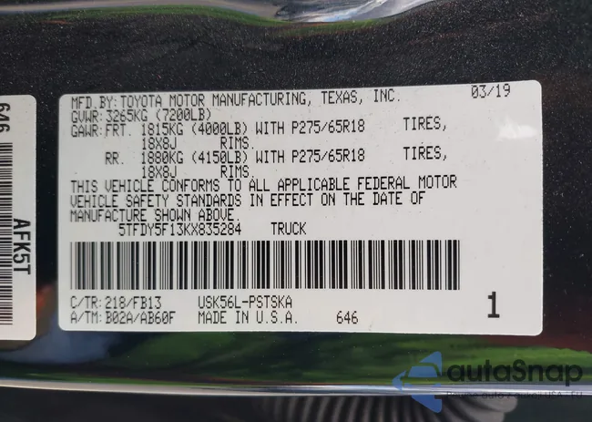 5TFDY5F13KX835284: 44426257