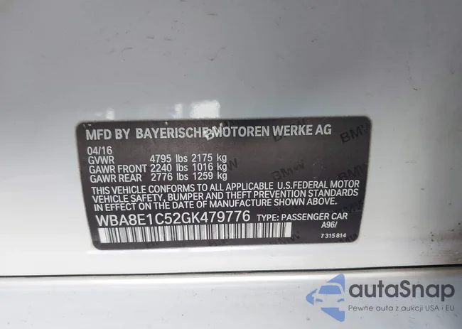 WBA8E1C52GK479776: 44426315