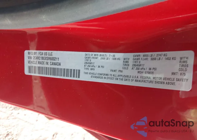 2C4RC1BGXSR600211: 44426399