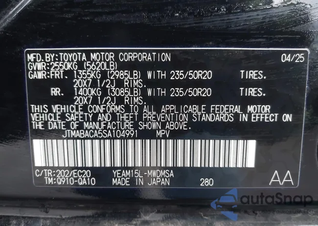 JTMABACA5SA104991: 44425516