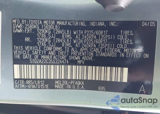 5TDZA22C35S324474: 44425543