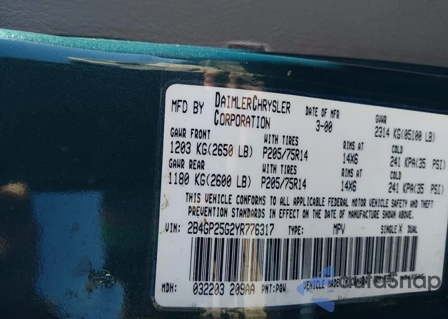 2B4GP25G2YR776317: 44425595