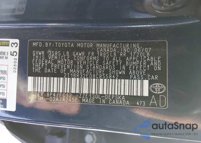 2T1BR32E08C855842: 44425731