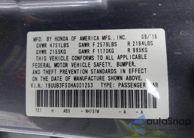 19UUB3F50HA001253: 44425801