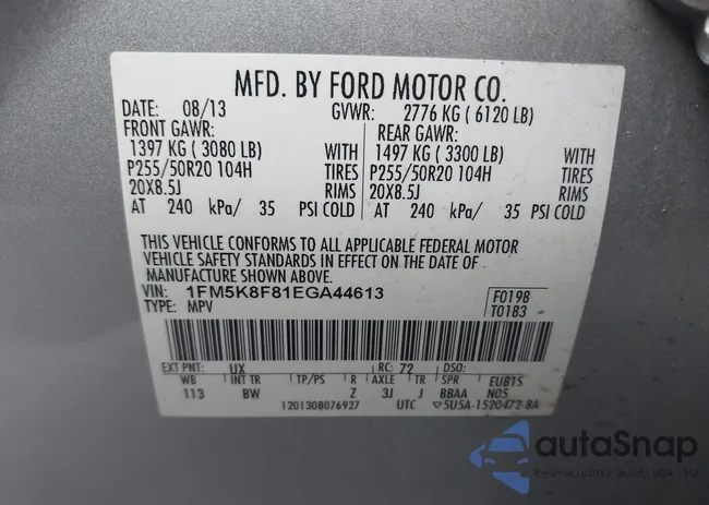 1FM5K8F81EGA44613: 44426840