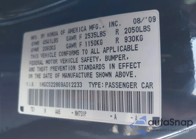 1HGCS22869A012233: 44427083