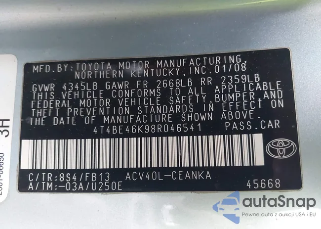 4T4BE46K98R046541: 44427113