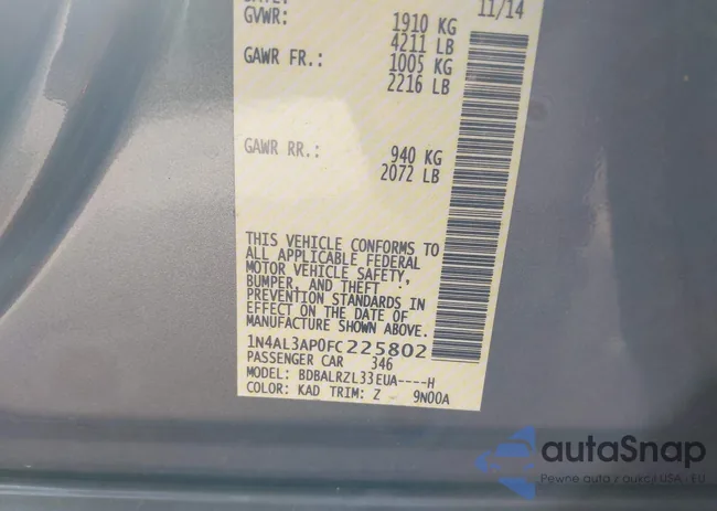 1N4AL3AP0FC225802: 44427176