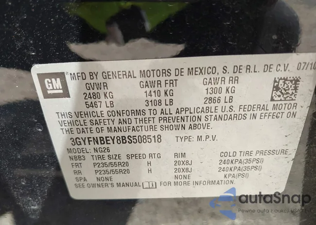 3GYFNBEY8BS508518: 44426463