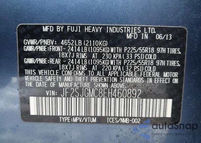 JF2SJGMC8EH460892: 44426520