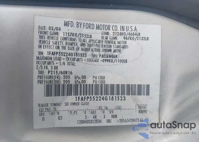 1FAFP55224G181523: 44426601