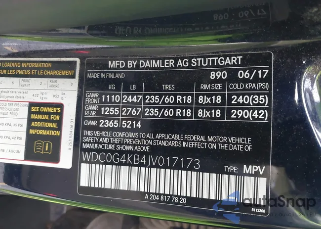 WDC0G4KB4JV017173: 44428003