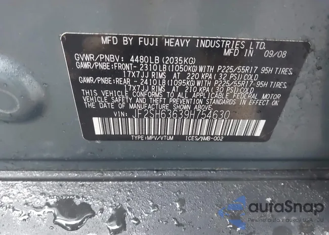 JF2SH63639H754630: 44428107