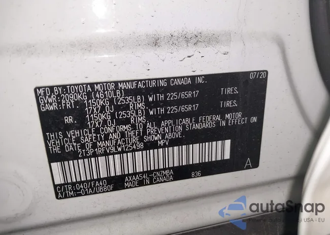 2T3P1RFV9LW125498: 44427471