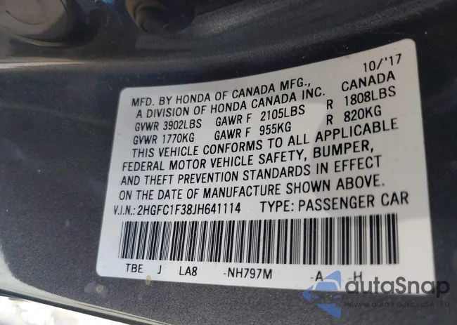 2HGFC1F38JH641114: 44427502