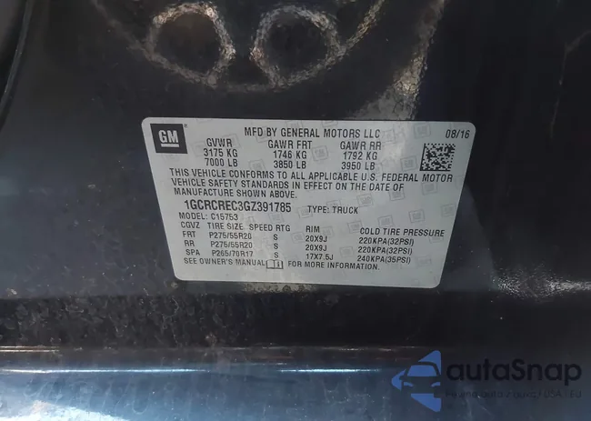 1GCRCREC3GZ391785: 44427677