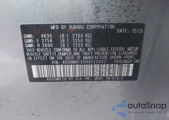 4S3BWAF65R3020443: 44428766