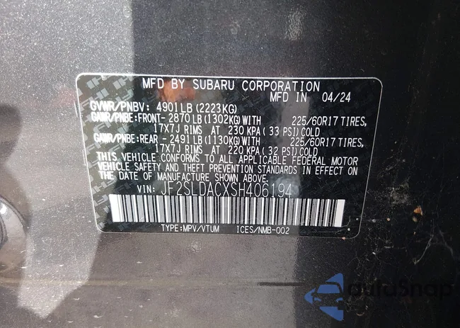 JF2SLDACXSH406194: 44428774