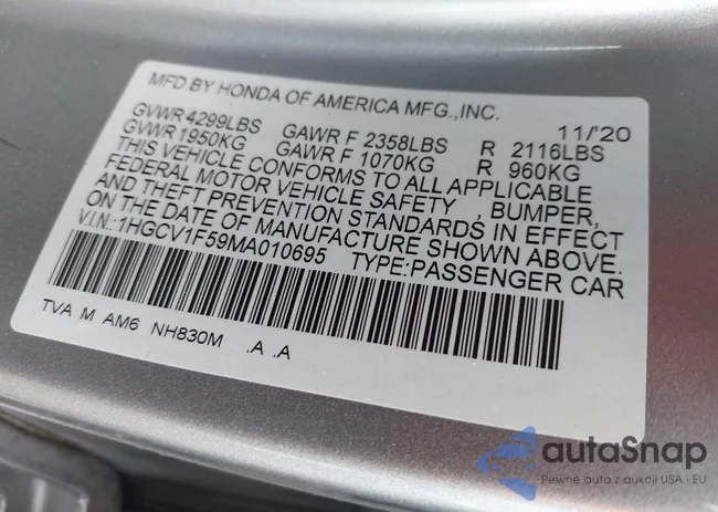 1HGCV1F59MA010695: 44428815