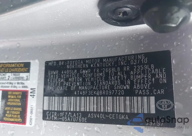 4T4BF3EK0BR097720: 44428870