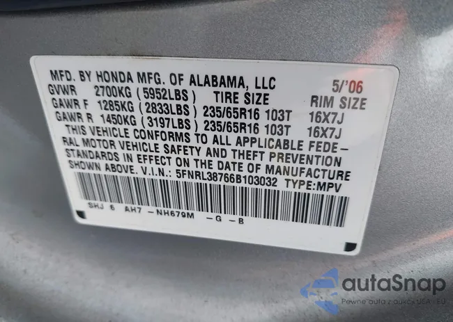 5FNRL38766B103032: 44429037