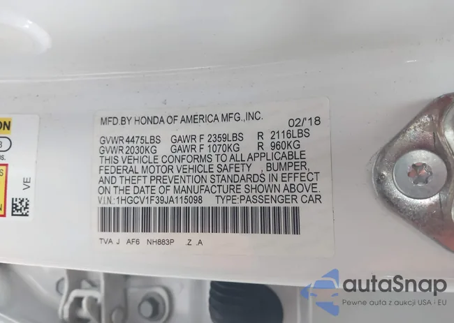 1HGCV1F39JA115098: 44429069