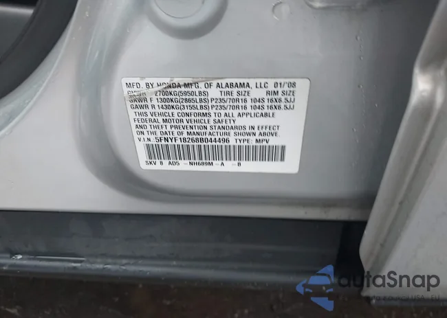 5FNYF18268B044496: 44429113