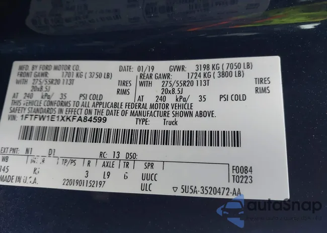 1FTFW1E1XKFA84599: 44429131