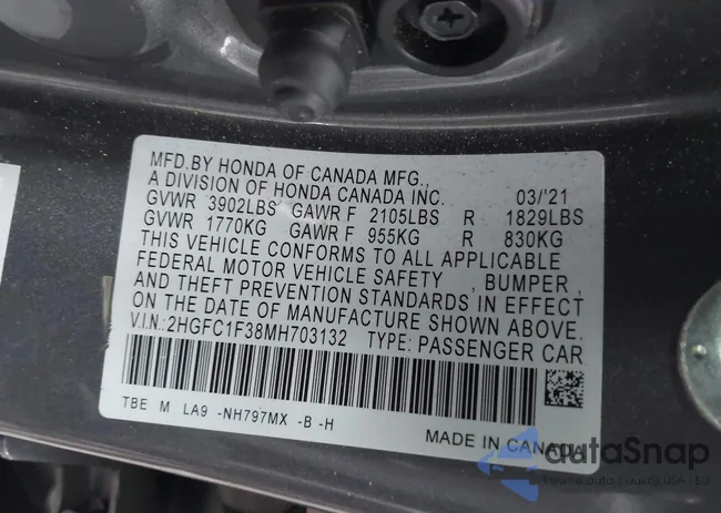 2HGFC1F38MH703132: 44429219