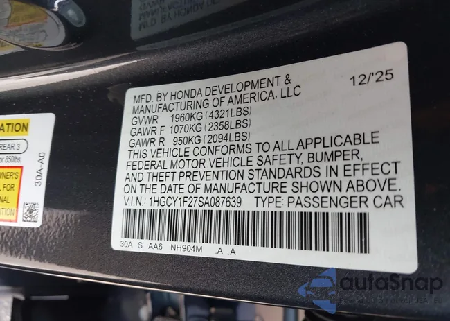 1HGCY1F27SA087639: 44429260