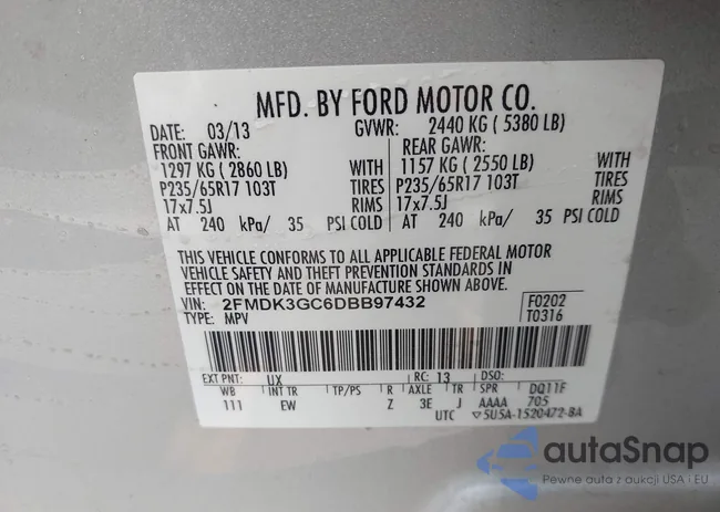 2FMDK3GC6DBB97432: 44429316