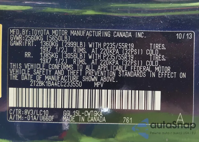 2T2BK1BA4EC233550: 44428545