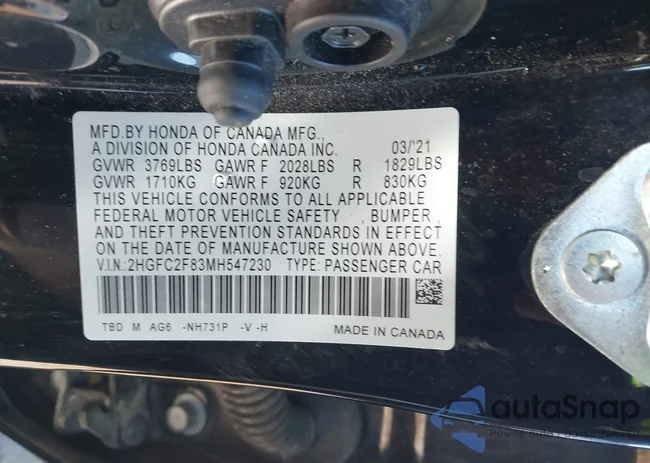 2HGFC2F83MH547230: 44428751