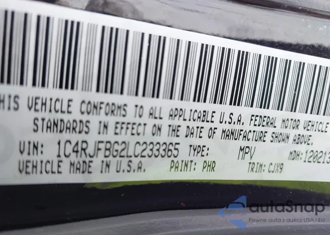 1C4RJFBG2LC233365: 44428754