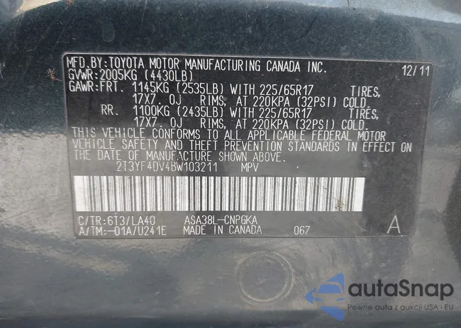 2T3YF4DV4BW103211: 44429977