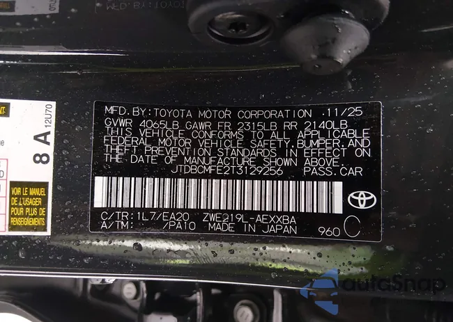 JTDBCMFE2T3129256: 44430088