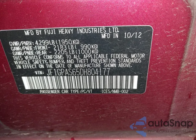 JF1GPAS65DH804177: 44430220