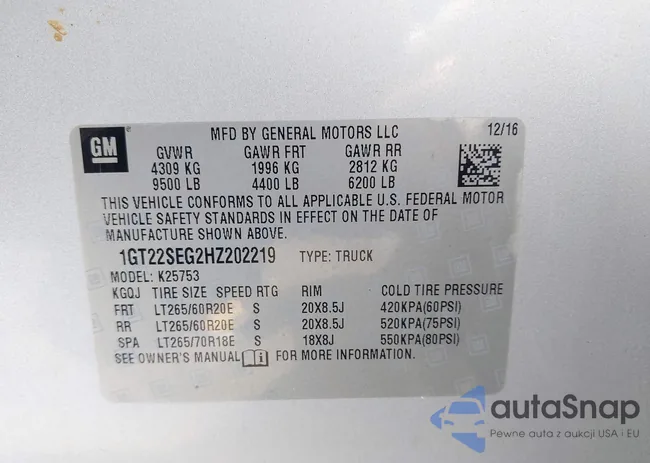 1GT22SEG2HZ202219: 44430241