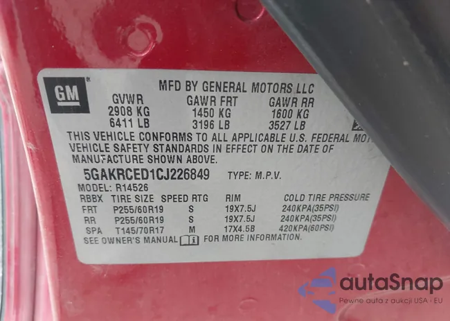 5GAKRCED1CJ226849: 44430277