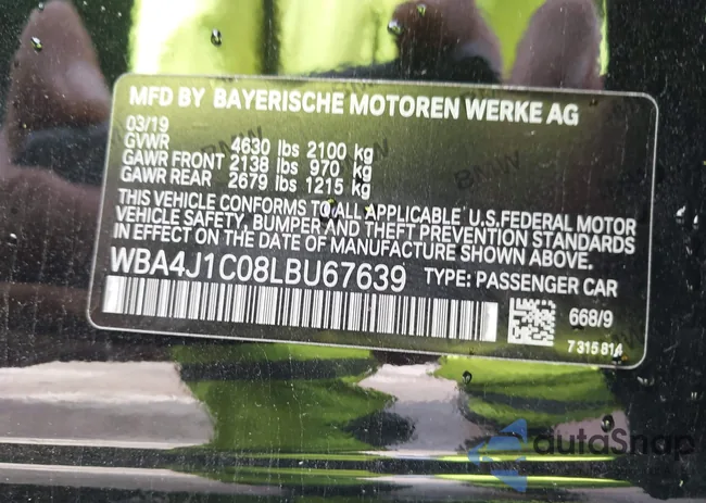 WBA4J1C08LBU67639: 44430919