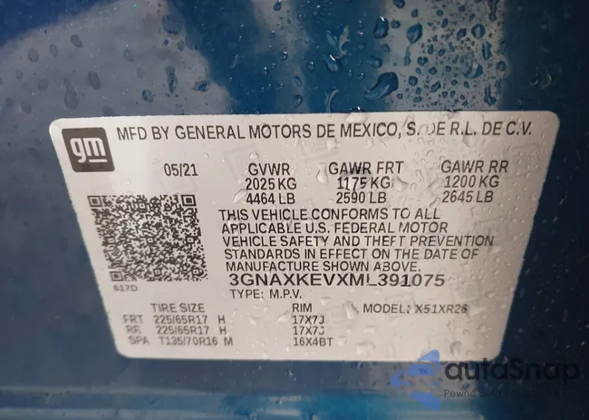 3GNAXKEVXML391075: 44431025