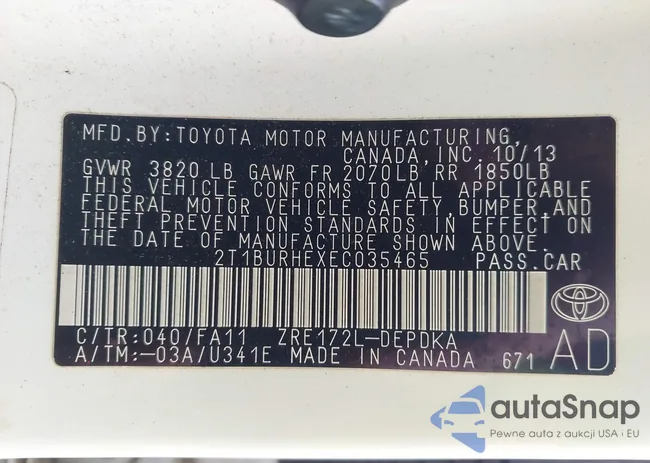 2T1BURHEXEC035465: 44431075