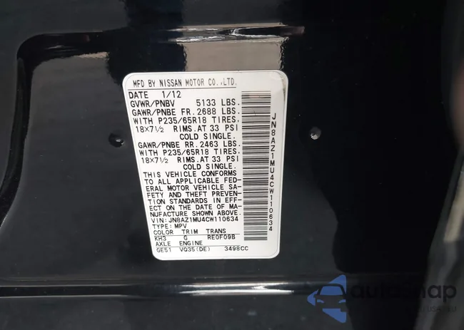 JN8AZ1MU4CW110634: 44431140