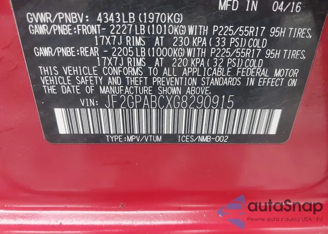 JF2GPABCXG8290915: 44431225