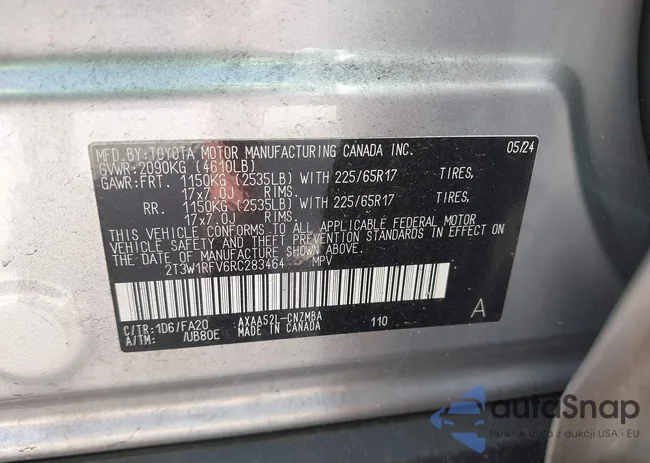 2T3W1RFV6RC283464: 44430444