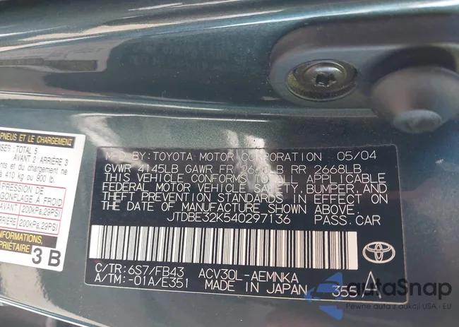 JTDBE32K540297136: 44430460