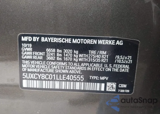 5UXCY8C01LLE40555: 44430581