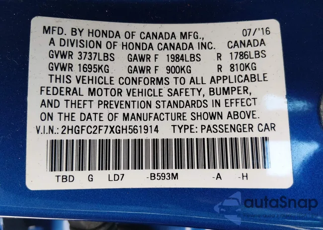 2HGFC2F7XGH561914: 44431827